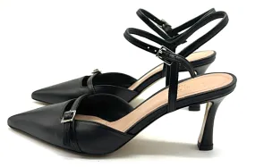 Ma+De 194 - Slingback in pelle nera con cinturino