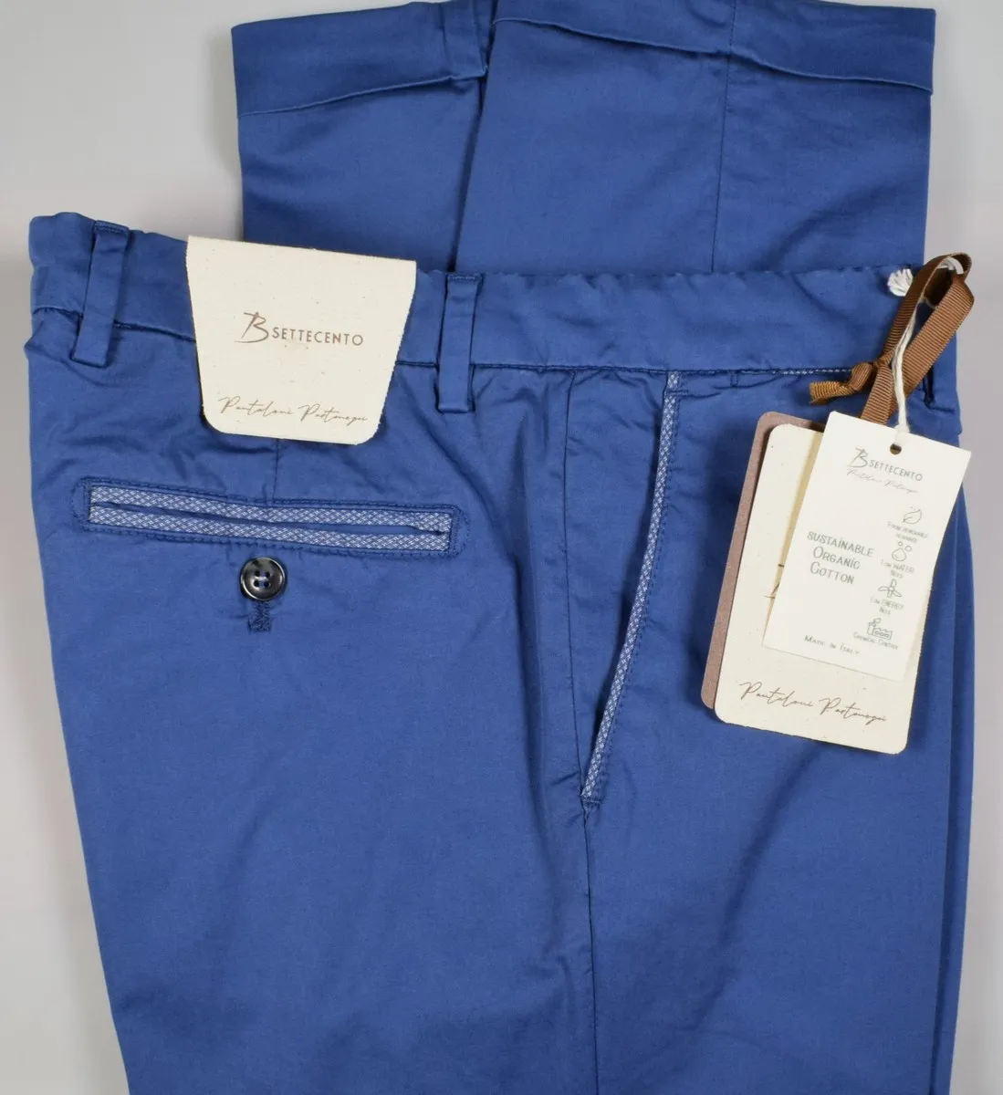 Pantalone blu marine b700 in cotone raso stretch slim fit