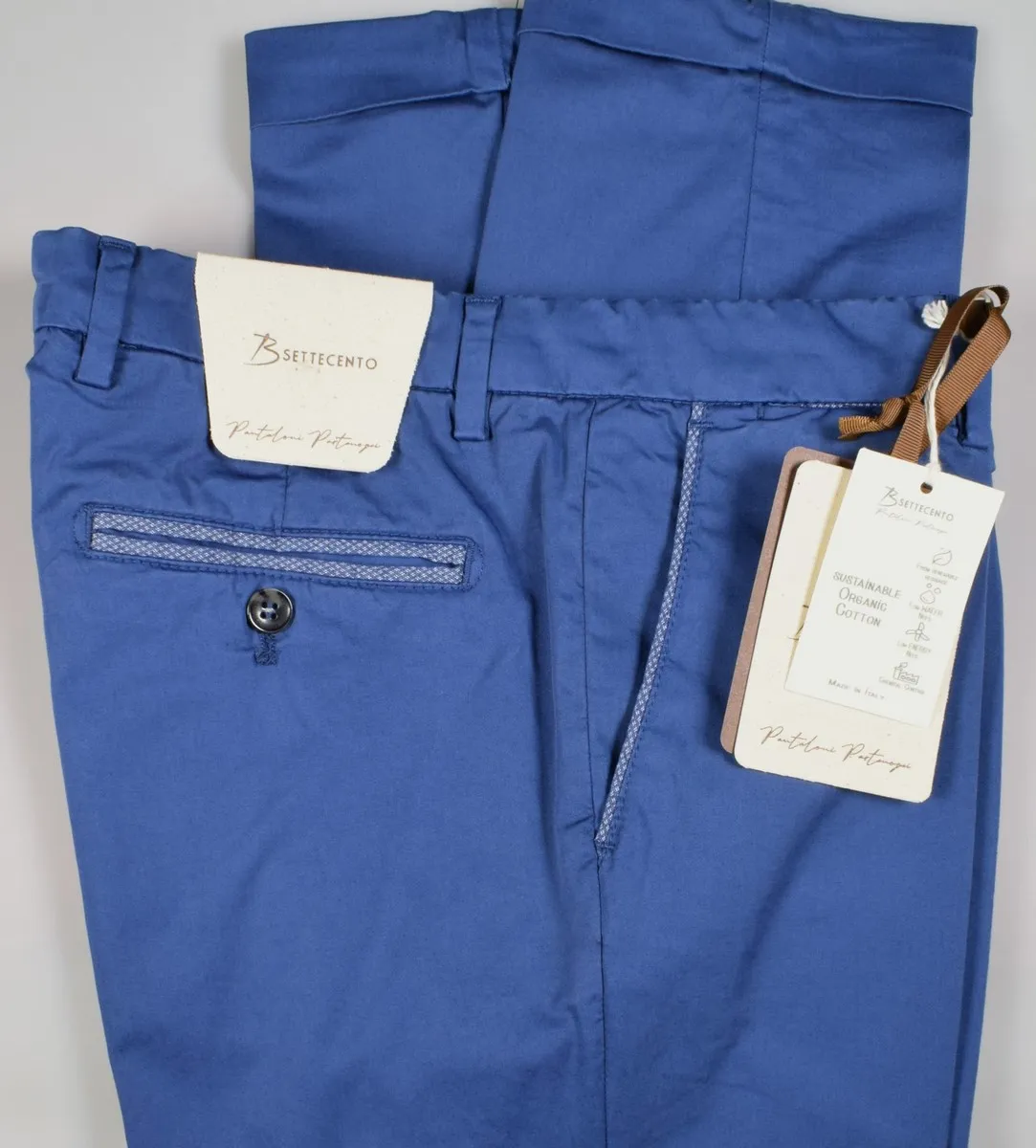 Pantalone blu marine b700 in cotone raso stretch slim fit