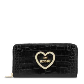 Portafoglio Donna Zip Around LOVE MOSCHINO linea Croco Print Nero JC5711