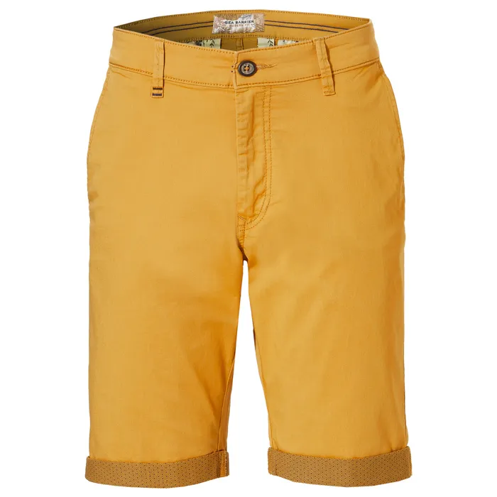 Sea Barrier - Pantaloni chino da uomo in cotone elasticizzato con risvolto Giallo ocra