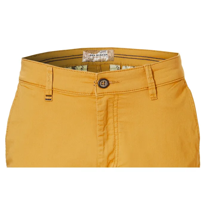 Sea Barrier - Pantaloni chino da uomo in cotone elasticizzato con risvolto Giallo ocra