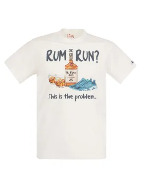 T-shirt in cotone con stampa RUM OR RUN