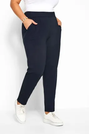 Yours Curve - Pantaloni da jogging in jersey elasticizzato con doppia pieghe